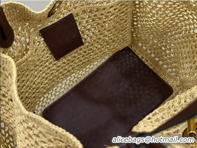 Luxury Discount Chloe Raffia Straw & Leather Large Tote Bag 0226 Beige 2026