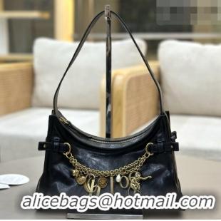 Top Grade Chloe Shiny Leather Small Hobo Bag with Charm 8325 Black 2026