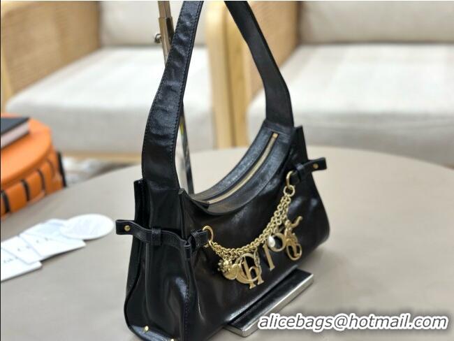 Top Grade Chloe Shiny Leather Small Hobo Bag with Charm 8325 Black 2026