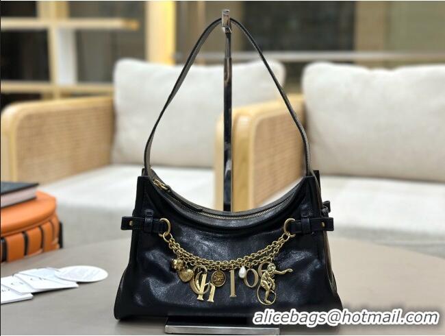 Top Grade Chloe Shiny Leather Small Hobo Bag with Charm 8325 Black 2026