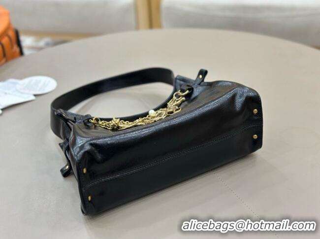Top Grade Chloe Shiny Leather Small Hobo Bag with Charm 8325 Black 2026
