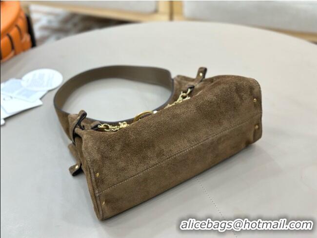 New Design Chloe Suede Small Hobo Bag with Charm 8325 Brown 2026