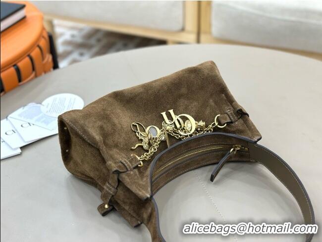New Design Chloe Suede Small Hobo Bag with Charm 8325 Brown 2026