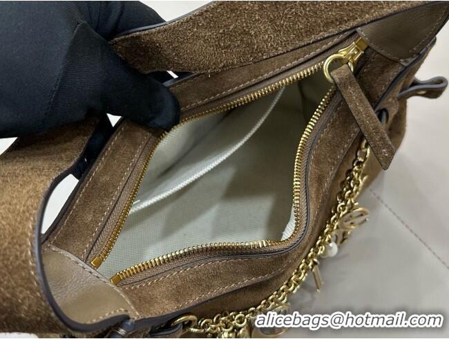New Design Chloe Suede Small Hobo Bag with Charm 8325 Brown 2026
