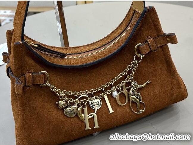 Buy Fashionable Chloe Suede Small Hobo Bag with Charm 8325 Brown 2026