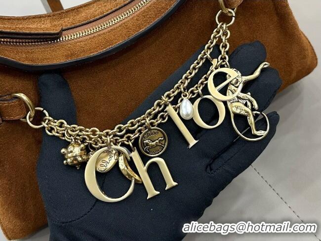 Buy Fashionable Chloe Suede Small Hobo Bag with Charm 8325 Brown 2026