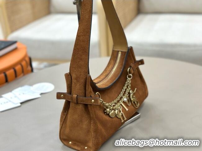 Buy Fashionable Chloe Suede Small Hobo Bag with Charm 8325 Brown 2026