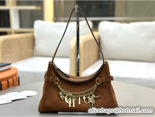 Buy Fashionable Chloe Suede Small Hobo Bag with Charm 8325 Brown 2026
