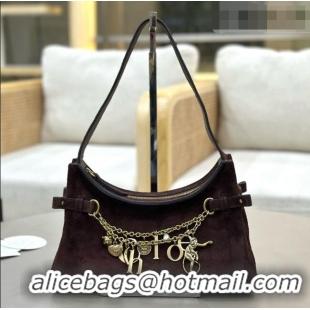 Reasonable Price Chloe Suede Small Hobo Bag with Charm 8325 Dark Brown 2026