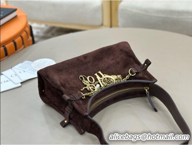 Reasonable Price Chloe Suede Small Hobo Bag with Charm 8325 Dark Brown 2026
