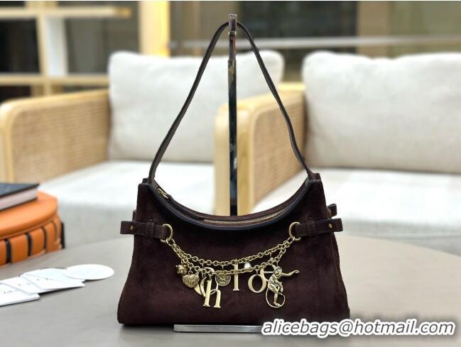 Reasonable Price Chloe Suede Small Hobo Bag with Charm 8325 Dark Brown 2026
