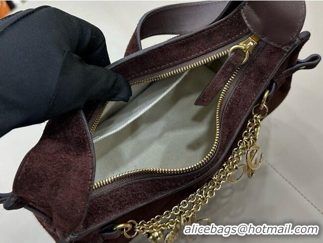 Reasonable Price Chloe Suede Small Hobo Bag with Charm 8325 Dark Brown 2026