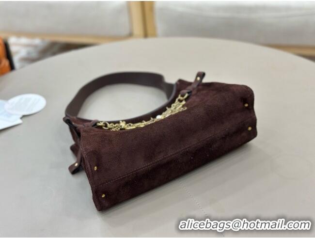 Reasonable Price Chloe Suede Small Hobo Bag with Charm 8325 Dark Brown 2026