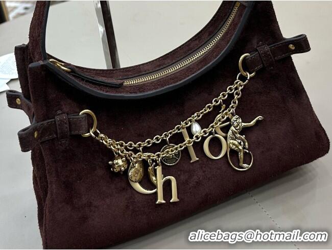 Reasonable Price Chloe Suede Small Hobo Bag with Charm 8325 Dark Brown 2026