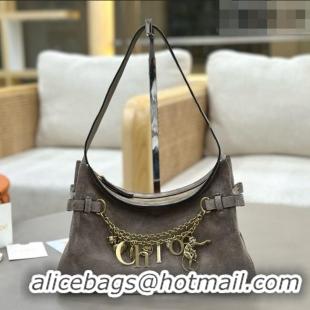 Top Grade Chloe Suede Small Hobo Bag with Charm 8325 Grey 2026