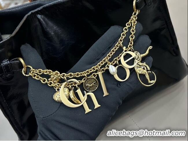 Buy Discount Chloe Shiny Leather Large Hobo Bag with Charm 8328 Black 2026