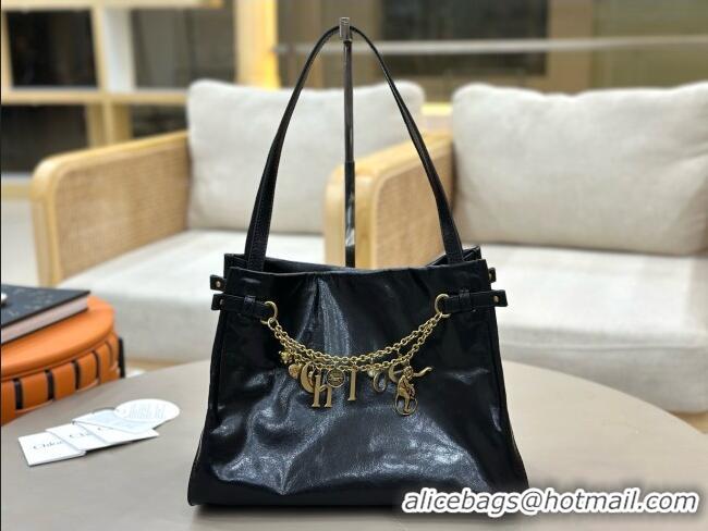 Buy Discount Chloe Shiny Leather Large Hobo Bag with Charm 8328 Black 2026