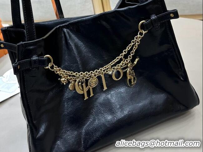 Buy Discount Chloe Shiny Leather Large Hobo Bag with Charm 8328 Black 2026