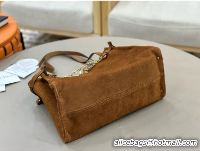 Best Quality Chloe Suede Large Hobo Bag with Charm 8328 Brown 2026