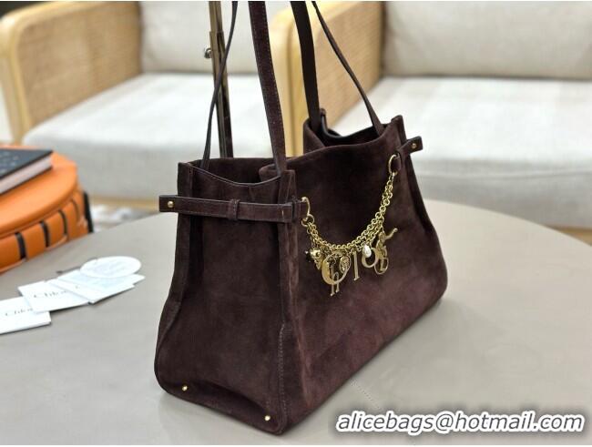 Top Quality Chloe Suede Large Hobo Bag with Charm 8328 Dark Brown 2026