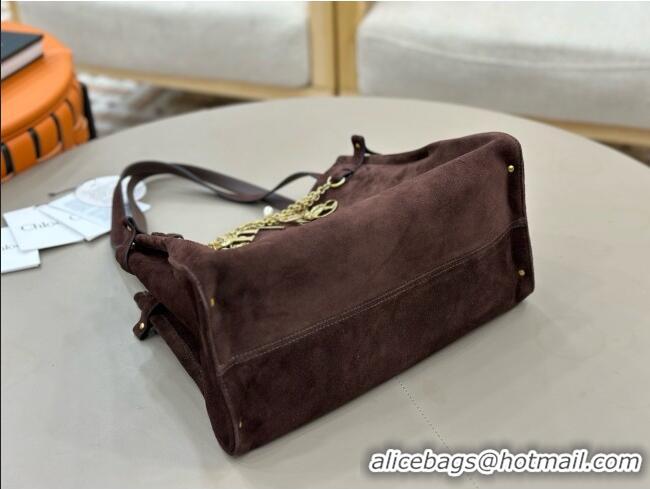 Top Quality Chloe Suede Large Hobo Bag with Charm 8328 Dark Brown 2026