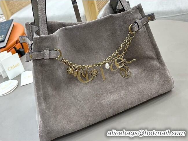 Original Discount Chloe Suede Large Hobo Bag with Charm 8328 Grey 2026