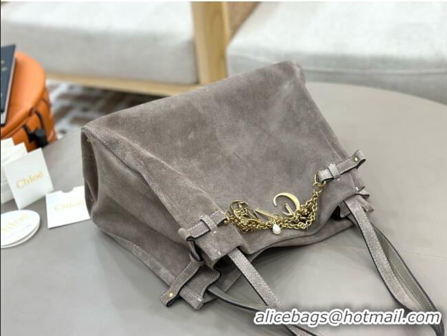 Original Discount Chloe Suede Large Hobo Bag with Charm 8328 Grey 2026