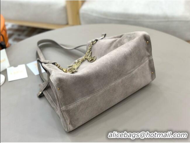 Original Discount Chloe Suede Large Hobo Bag with Charm 8328 Grey 2026