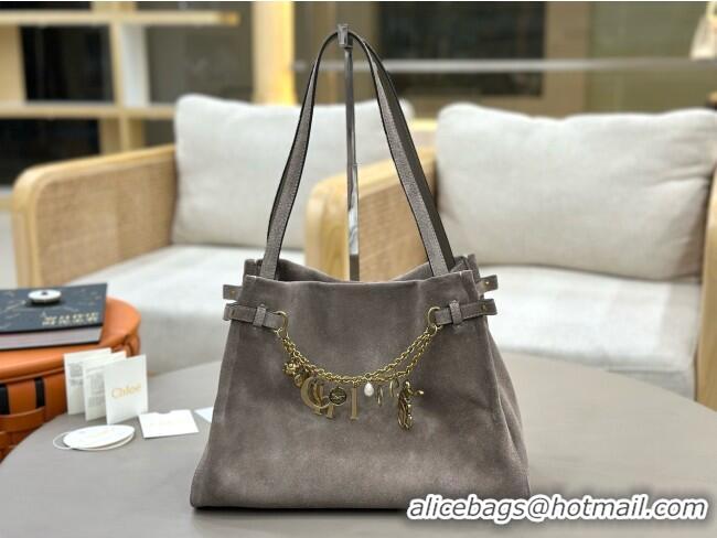Original Discount Chloe Suede Large Hobo Bag with Charm 8328 Grey 2026