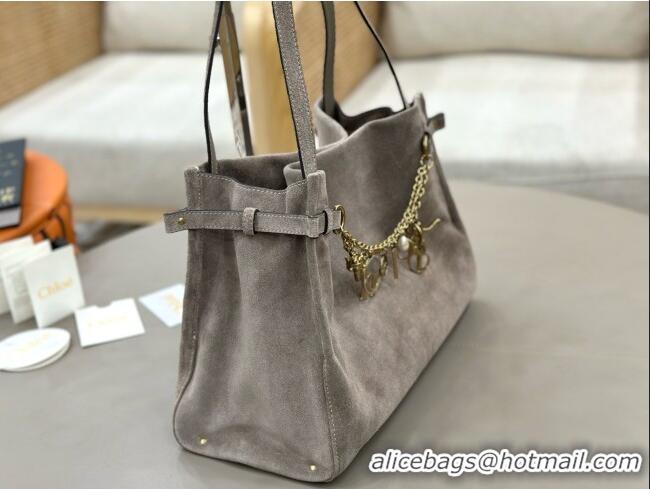 Original Discount Chloe Suede Large Hobo Bag with Charm 8328 Grey 2026