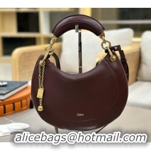 Promotional Chloe Small Chloé Banana Zipped Hobo in Soft Leather 1302 Burgundy 2026
