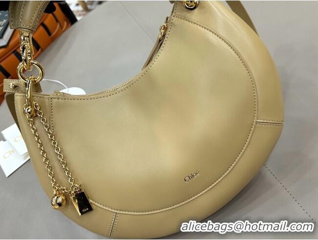 New Fashion Chloe Small Chloé Banana Zipped Hobo in Soft Leather 1302 Beige 2026