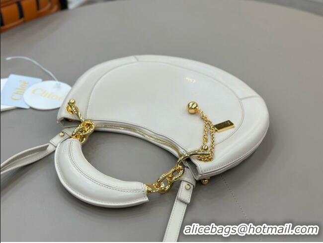 Classic Discount Chloe Small Chloé Banana Zipped Hobo in Soft Leather 1302 White 2026
