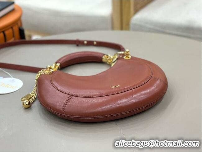 Stylish Cheap Chloe Small Chloé Banana Zipped Hobo in Soft Leather 1302 Brown 2026