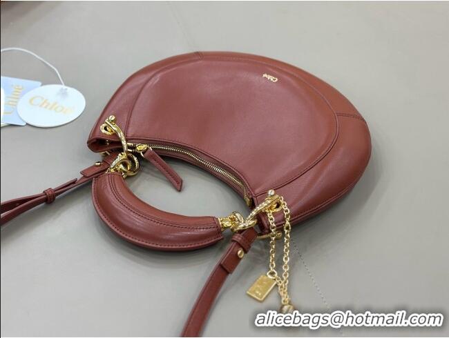 Stylish Cheap Chloe Small Chloé Banana Zipped Hobo in Soft Leather 1302 Brown 2026