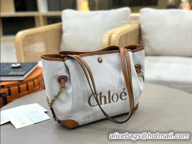 Good Cheap Chloe Large Clover Double Carry Bag in Canvas 0328 Brown 2026