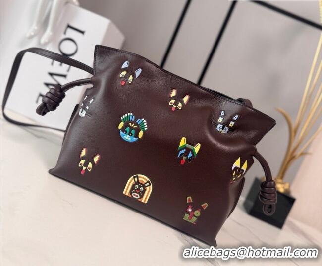 Grade Design Louis Wain x Loewe Mini Flamenco Clutch in Cat Embroidered Nappa Calfskin Leather L17057 Brown 2026