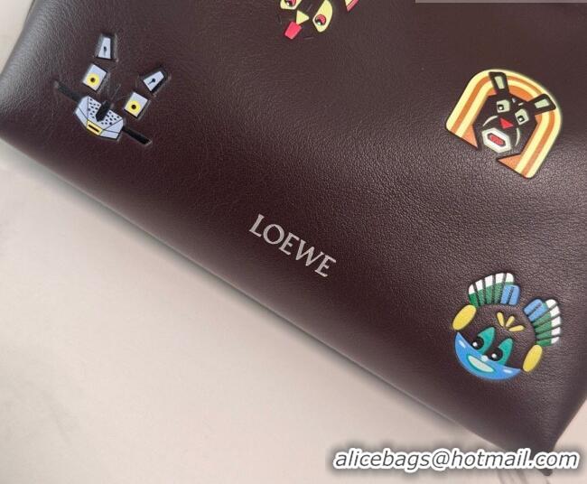 Grade Design Louis Wain x Loewe Mini Flamenco Clutch in Cat Embroidered Nappa Calfskin Leather L17057 Brown 2026