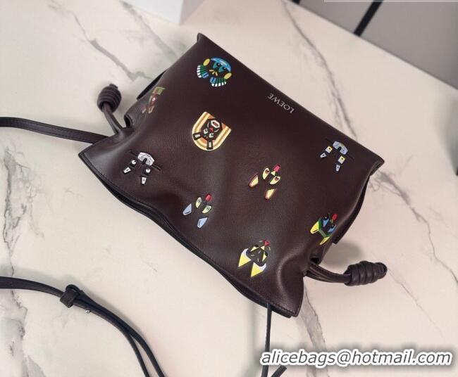 Grade Design Louis Wain x Loewe Mini Flamenco Clutch in Cat Embroidered Nappa Calfskin Leather L17057 Brown 2026