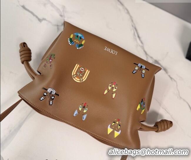 Low Price Louis Wain x Loewe Mini Flamenco Clutch in Cat Embroidered Nappa Calfskin Leather L17057 Mocha 2026
