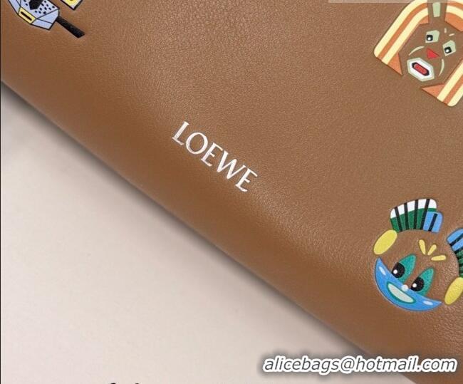 Low Price Louis Wain x Loewe Mini Flamenco Clutch in Cat Embroidered Nappa Calfskin Leather L17057 Mocha 2026