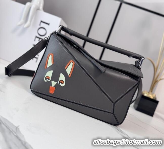 Trendy Design Loewe Small Classic Calfskin Futurist Cat Puzzle Bag 27064 Dark Grey 2026