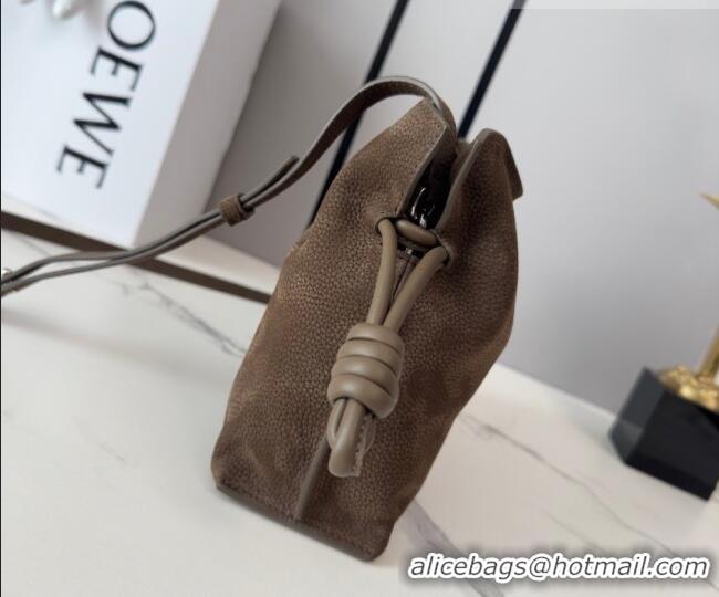 Cheapest Loewe Flamenco Mini Clutch in Grained Nubuck Leather 266355 Tundra 2026