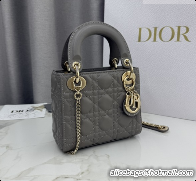 2026 Fashion Dior Classic Mini Lady Dior Bag in Cannage Lambskin M0505 Taupe Grey 2026