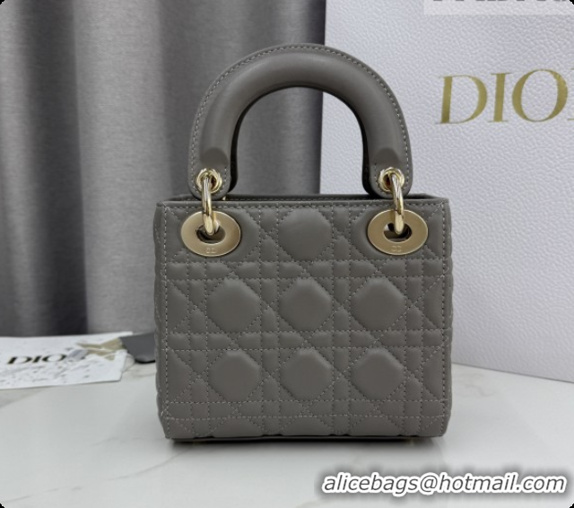 2026 Fashion Dior Classic Mini Lady Dior Bag in Cannage Lambskin M0505 Taupe Grey 2026