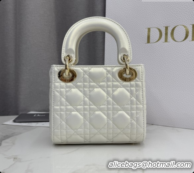 Top Quality Dior Classic Mini Lady Dior Bag in Cannage Lambskin M0505 Iridescent White 2026