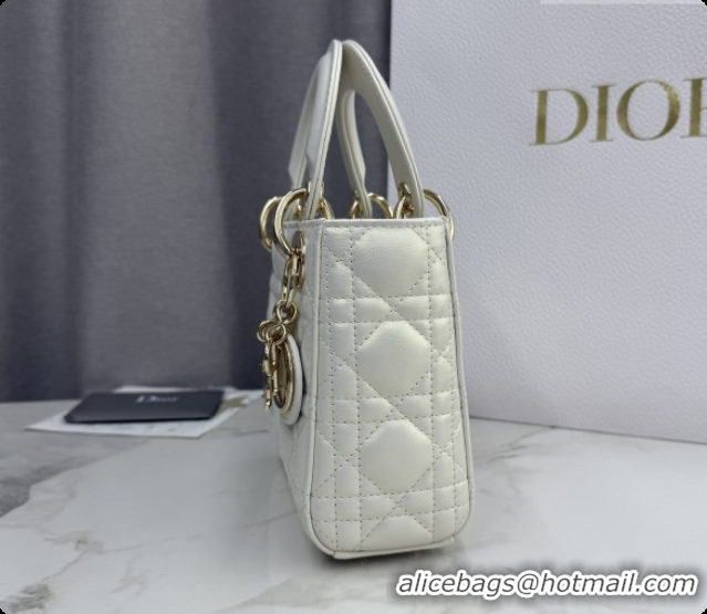Top Quality Dior Classic Mini Lady Dior Bag in Cannage Lambskin M0505 Iridescent White 2026