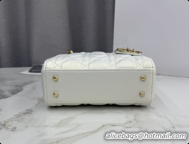 Top Quality Dior Classic Mini Lady Dior Bag in Cannage Lambskin M0505 Iridescent White 2026