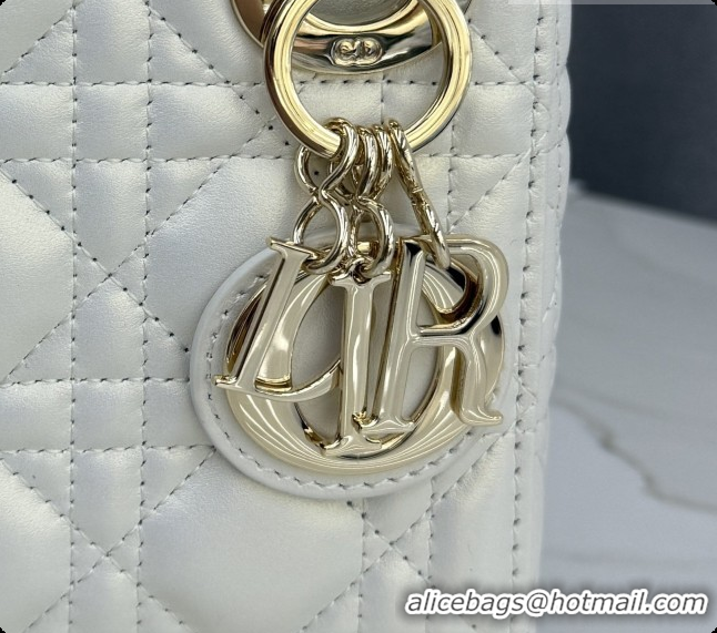 Top Quality Dior Classic Mini Lady Dior Bag in Cannage Lambskin M0505 Iridescent White 2026