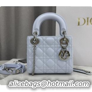 Best Price Dior Classic Mini Lady Dior Bag in Cannage Lambskin M0505 Ice Blue/Silver 2026
